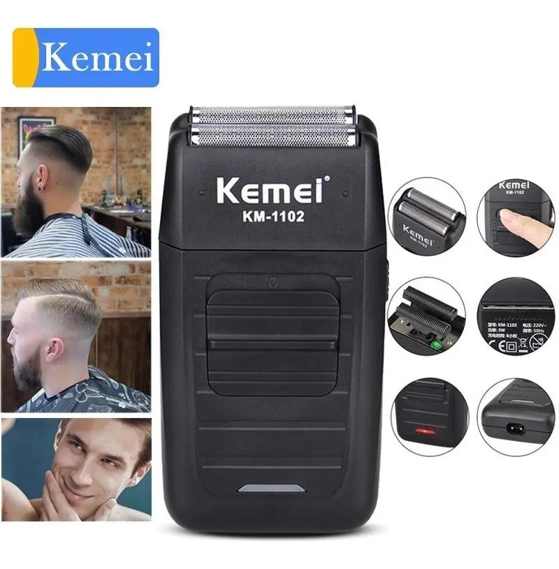 Afeitadora Profesional Kemei KM-1102: Shaver de Doble Lámina para Rasurado al Ras