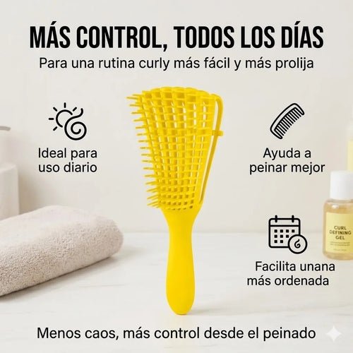 Cepillo Cabello Rizado Desenreda Fácil Rizos Amarillo