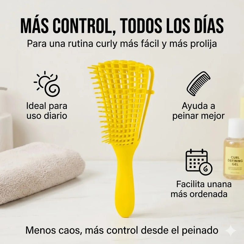 Cepillo Cabello Rizado Desenreda Fácil Rizos Amarillo