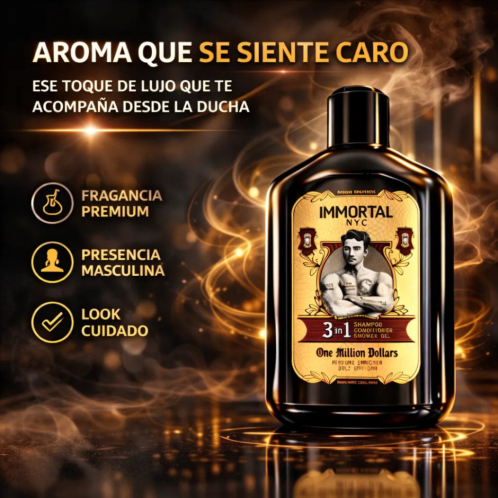 Shampoo 3 En 1 Hombre Fragancia Duradera Immortal 500 Ml