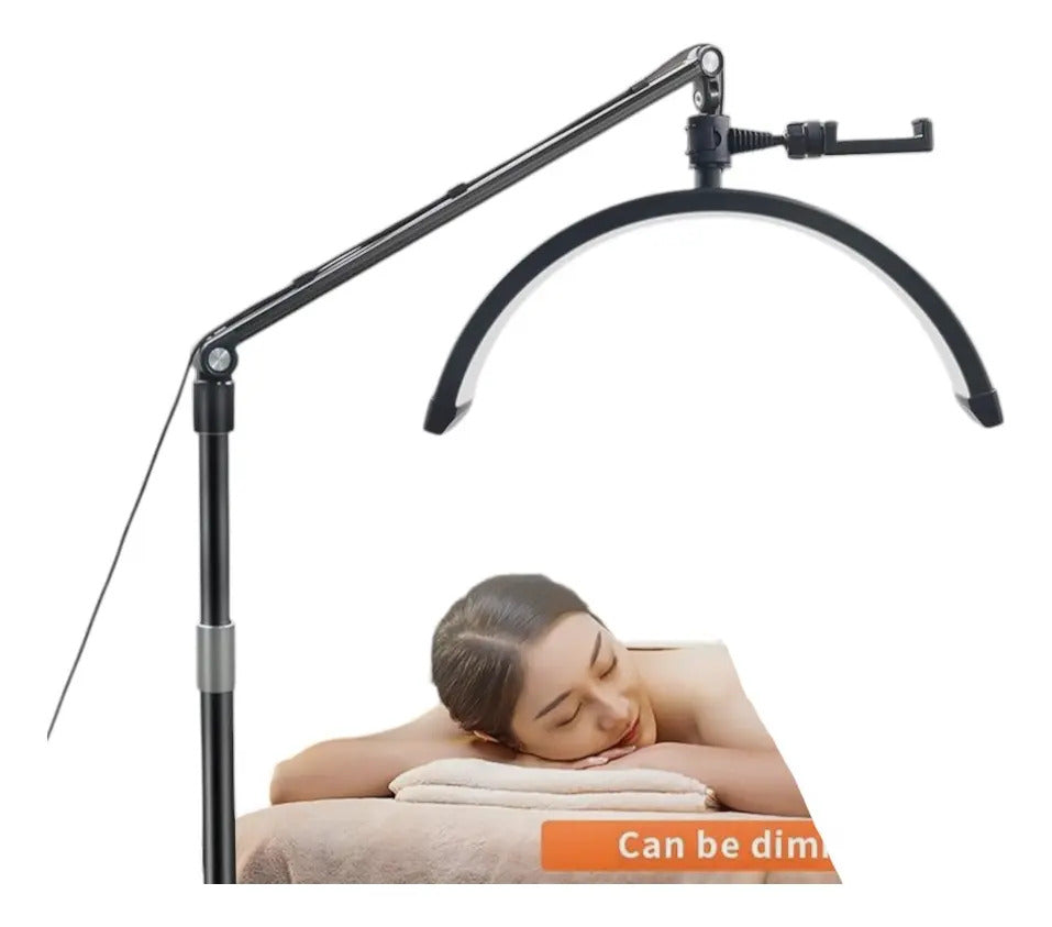 Lámpara LED Media Luna Blanca con Soporte para Celular y Base Móvil