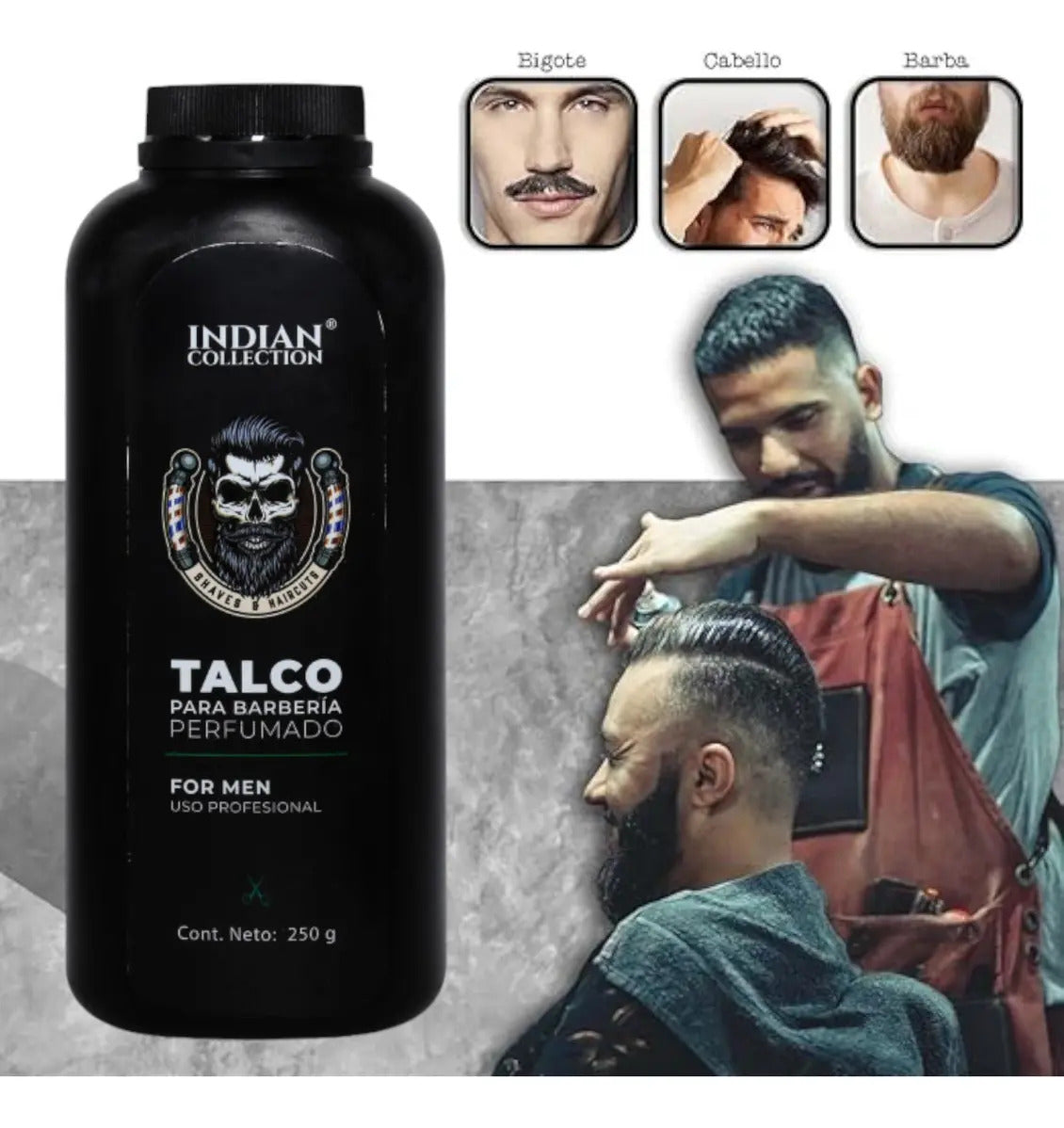 Talco Profesional Perfumado para Barbería - Calma y Suaviza Post-Corte
