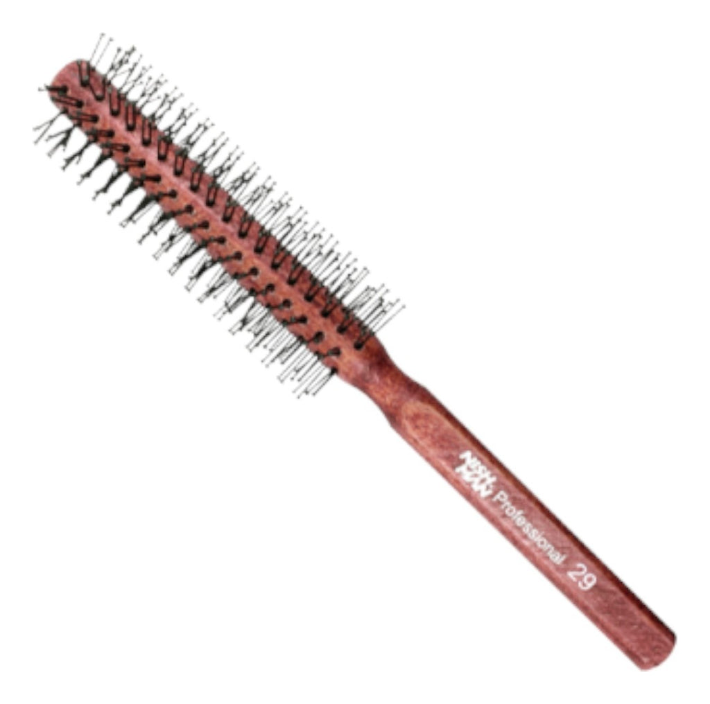 Cepillo Redondo de Madera Nishman Hair Brush 29 - Profesional para Secado y Modelado
