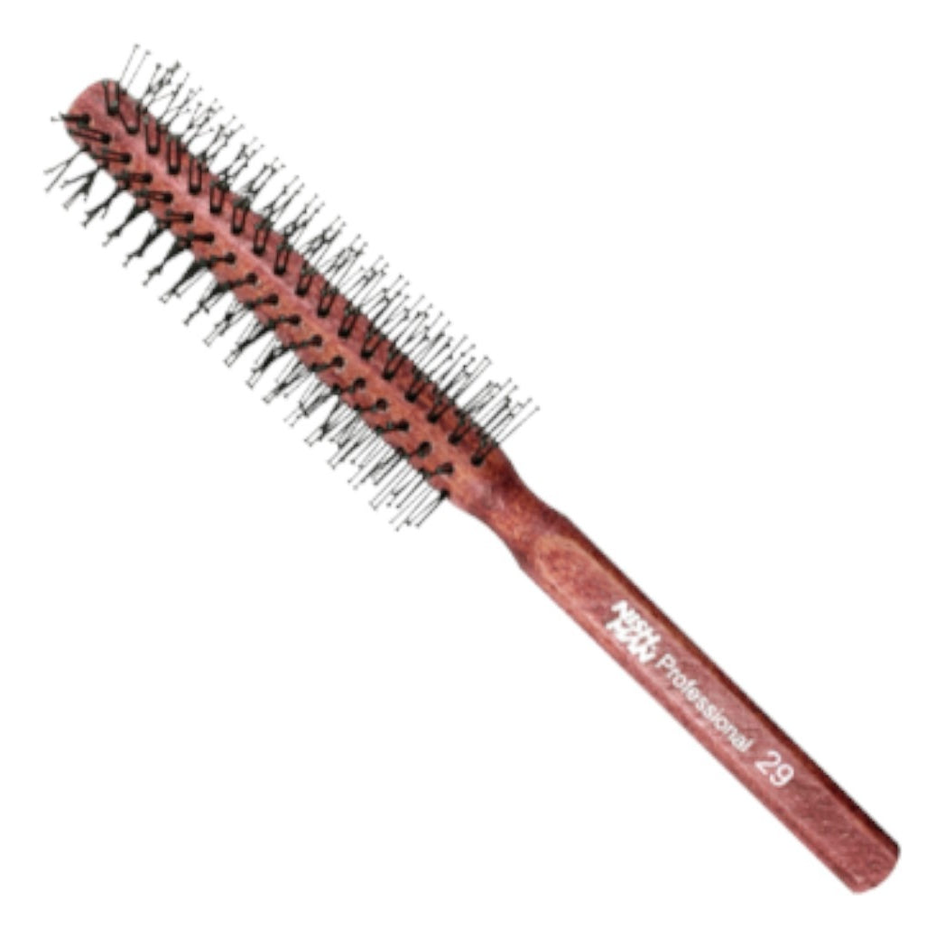 Cepillo Redondo de Madera Nishman Hair Brush 29 - Profesional para Secado y Modelado