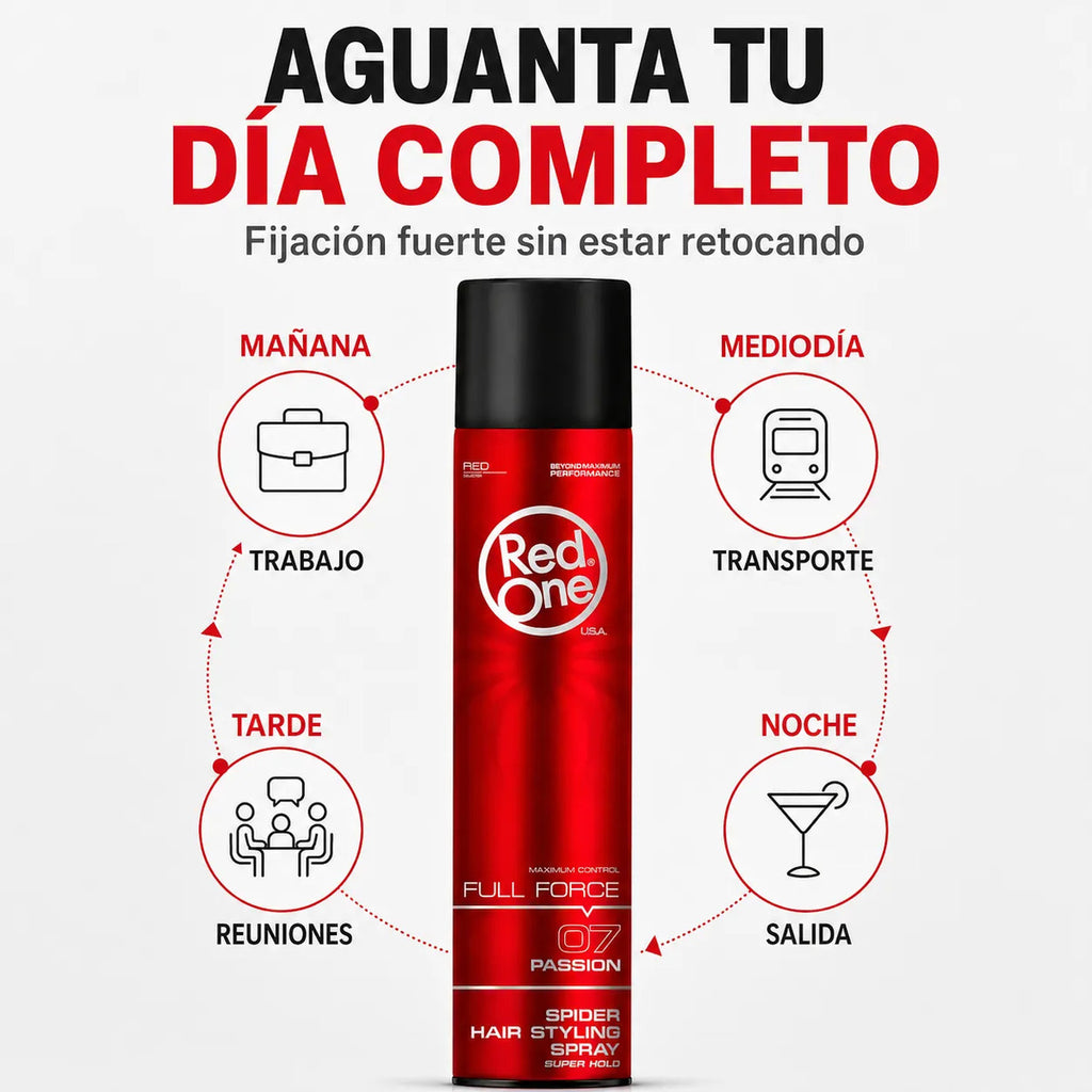 Laca Fijadora Red One Fijación Fuerte Control 12h  - 400ml