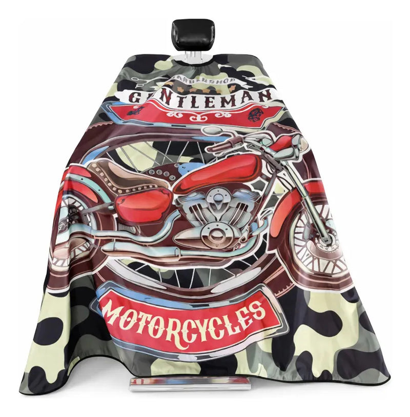 Capa Barbería Hombre Mayor Confort Diseño Moto Camuflaje