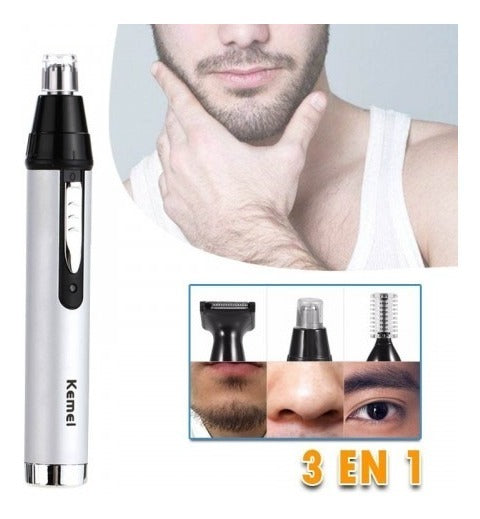 Trimmer Recargable Kemei 3 en 1 KM-6651: Cortadora de Nariz, Cejas y Patillas