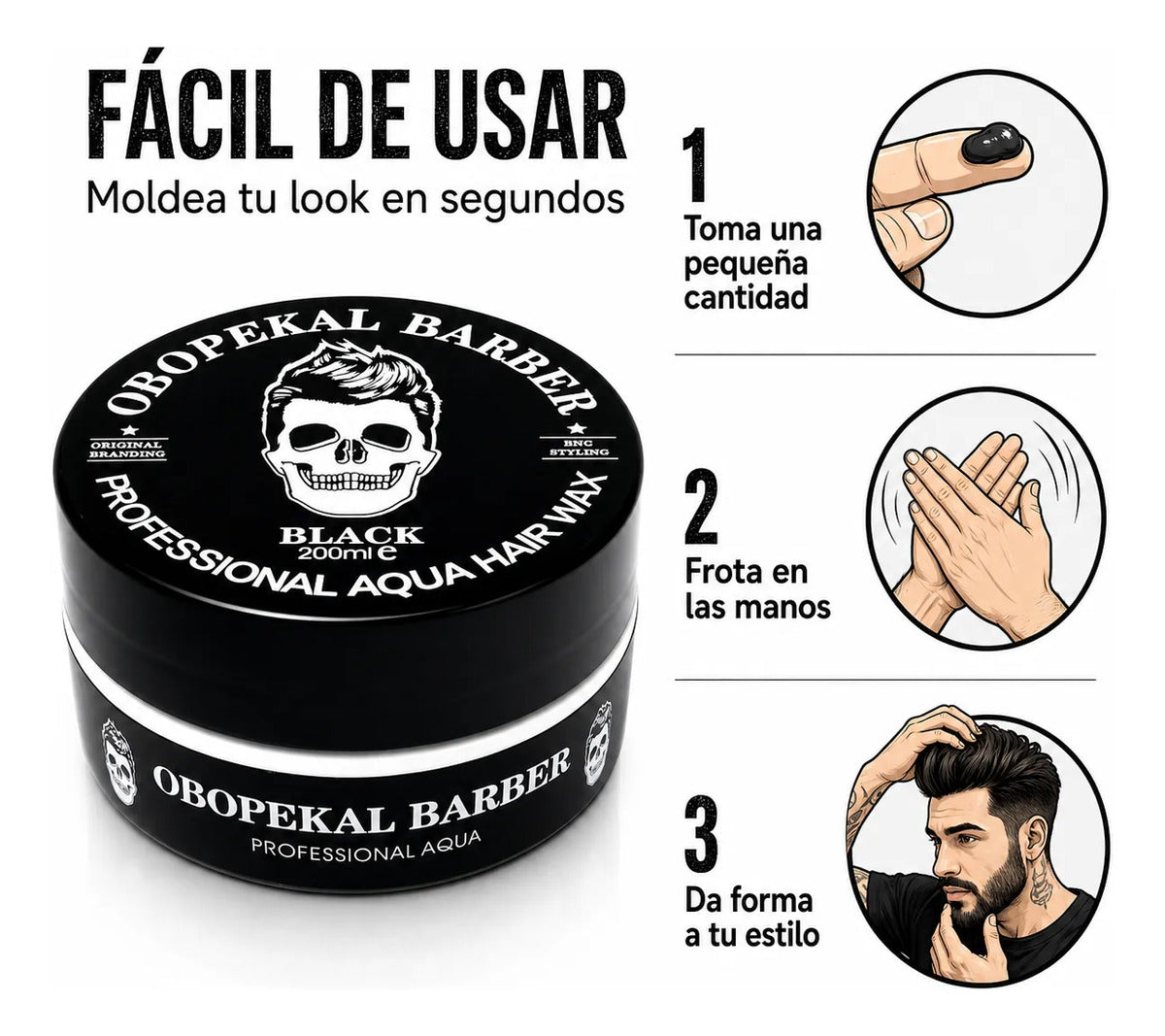 Cera Obopekal Para Barba Cabello Gel Pomada Capilar Barbería