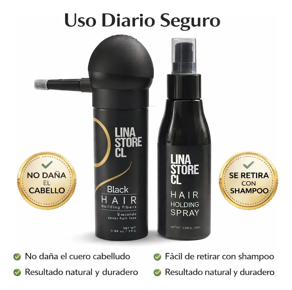 Fibra Capilar Polvo Para Calvicie + Bomba + Laca Fijador