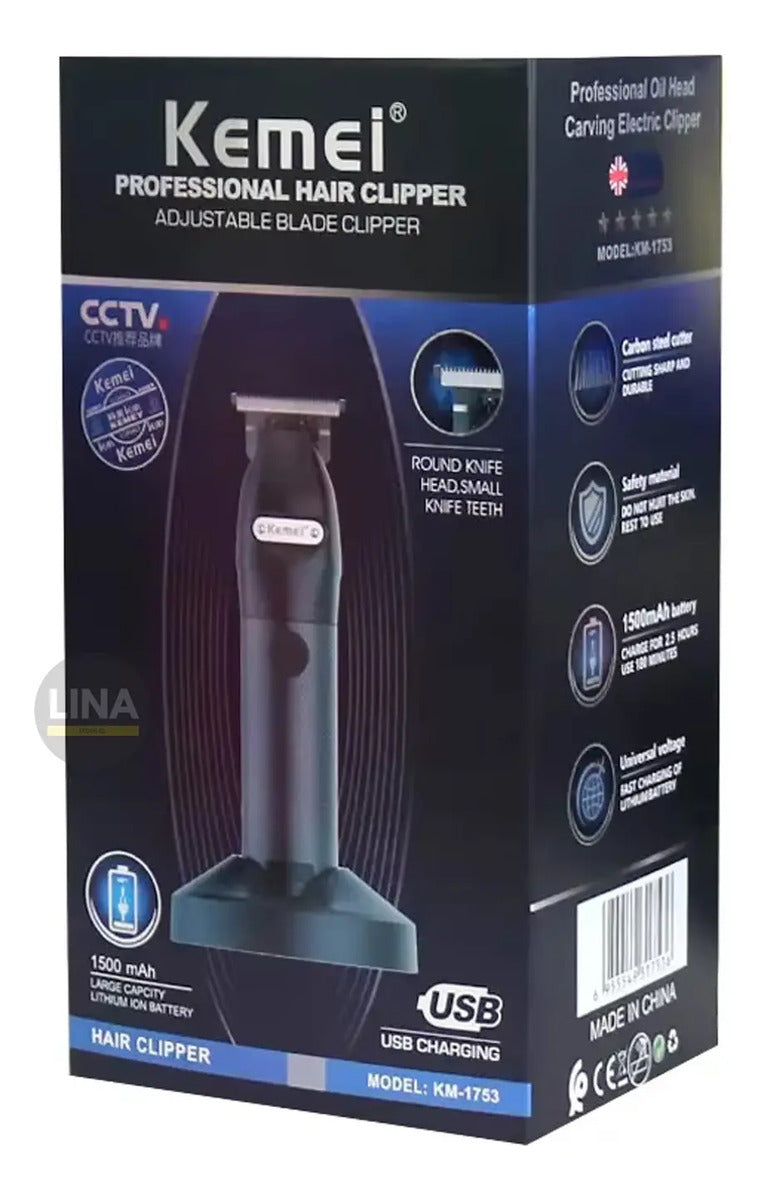 Trimmer Profesional Kemei KM-1753: Máquina Terminadora con Base de Carga