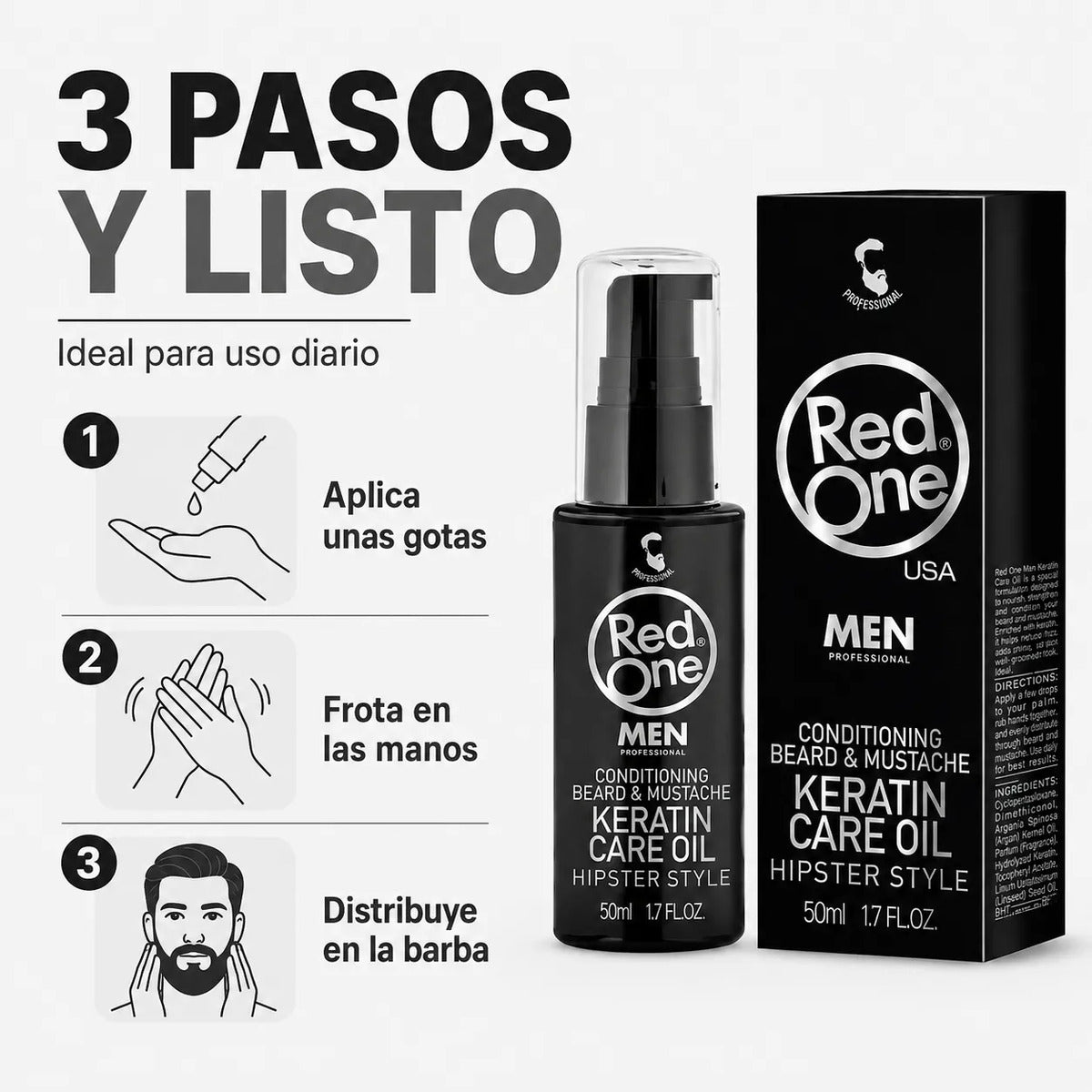 Aceite Para Barba Y Bigote Hidrata Barba Seca Red One 50ml