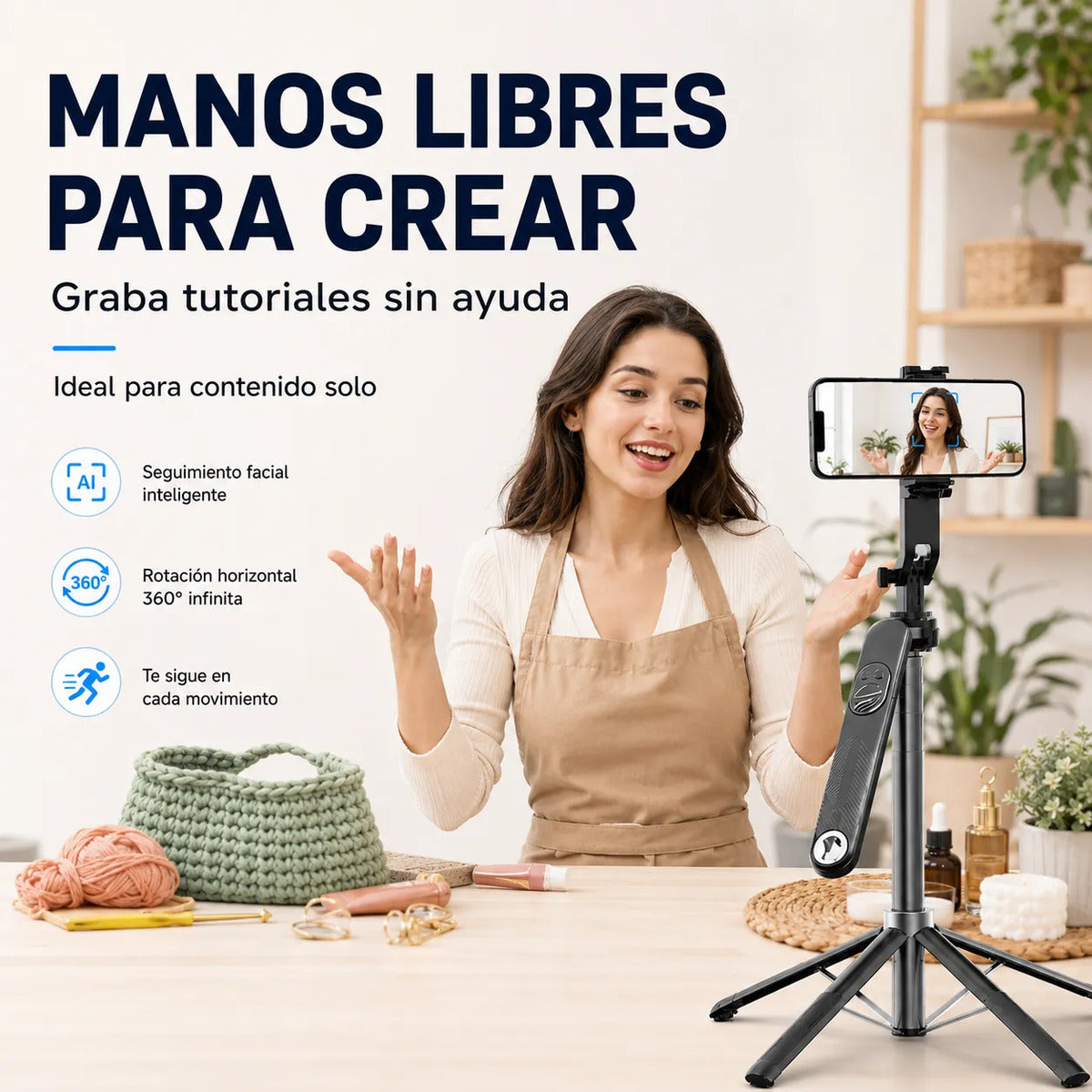 Tripode Inteligente Celular C12 Reels Facial 360 - 1,8m