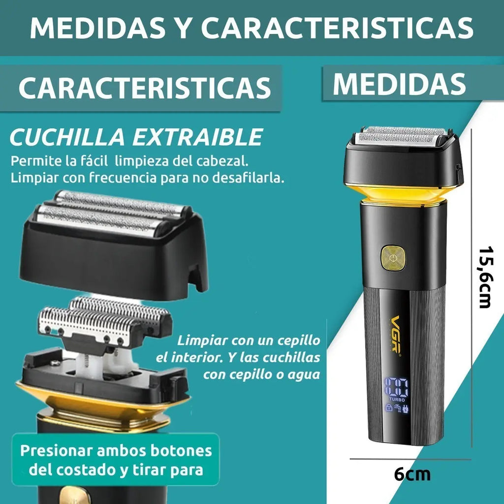 Máquina Rasuradora Eléctrica VGR V-355 Inalámbrica Recargable Profesional
