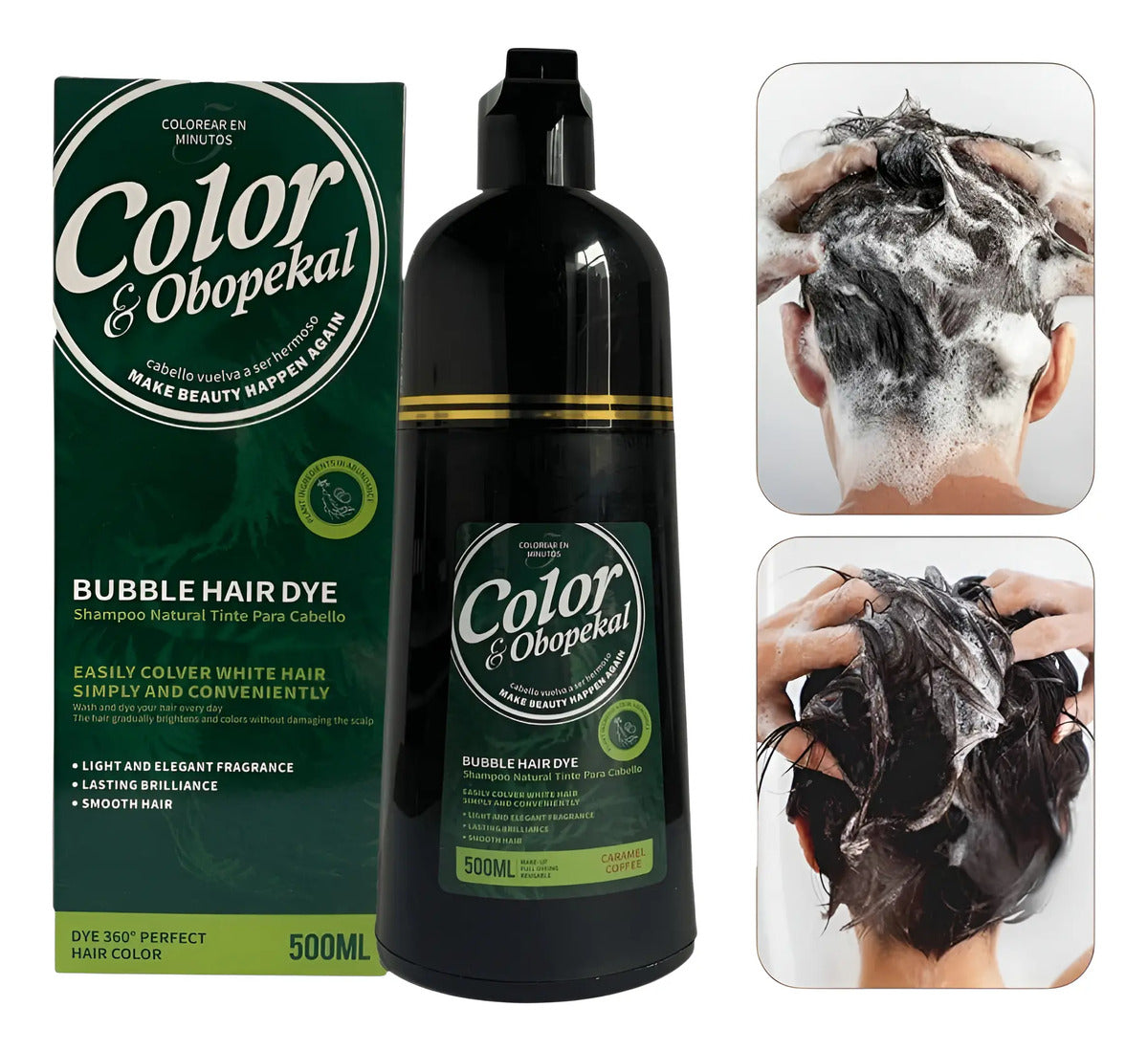 Shampoo Cubre Canas Obopekal 500ml - Tinte Natural Caramelo Profesional