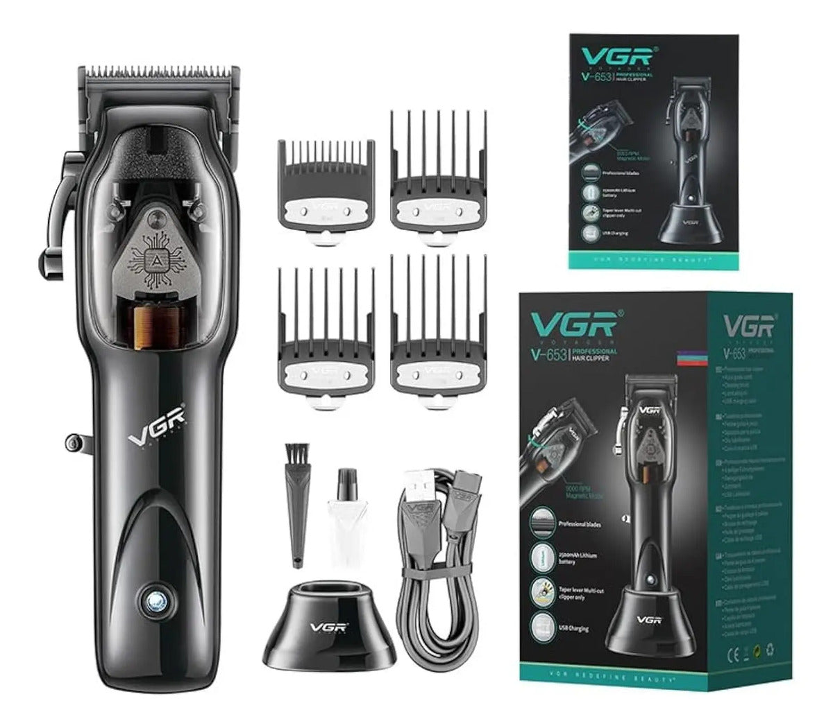 Máquina VGR V-653 Cortadora de Pelo Profesional Recargable 9000 RPM