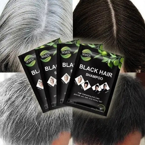 Kit 10 Unidades Shampoo Tinte Negro Sevich 15ml - Cubre Canas en 5 Minutos