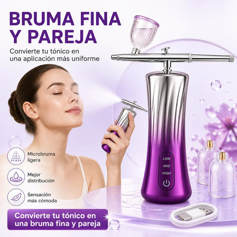 Pistola Aerógrafo Facial Recargable Bruma Fina 3 Niveles