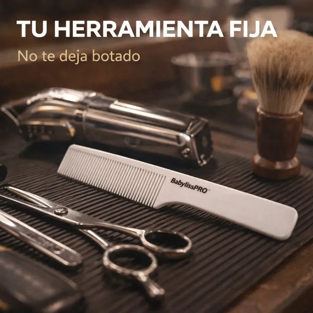 Peineta Profesional Barbero Resistente Uso Diario Blanca