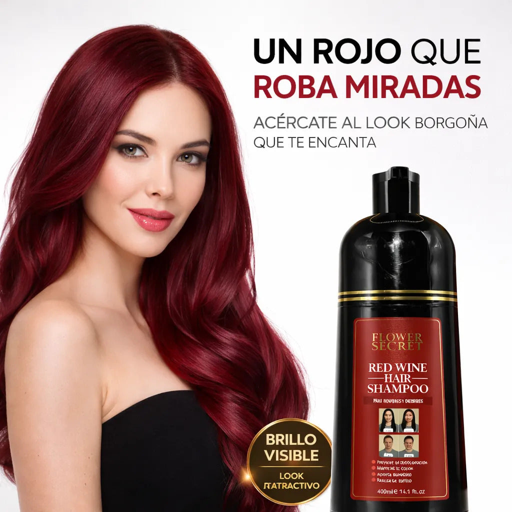 Shampoo Cubre Canas Rojo Flower Secret Color Intenso 400 Ml