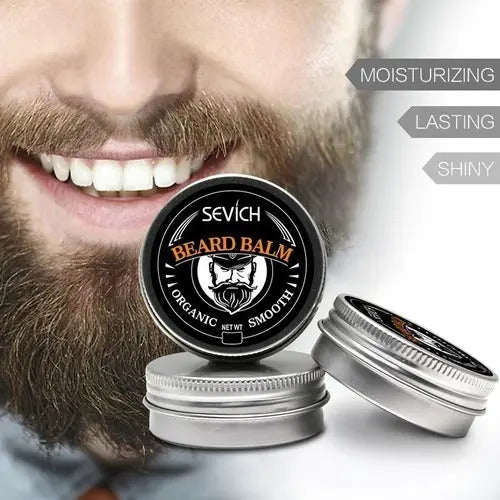 Kit de Cuidado de Barba Sevich: Shampoo + Aceite Hidratante + Bálsamo