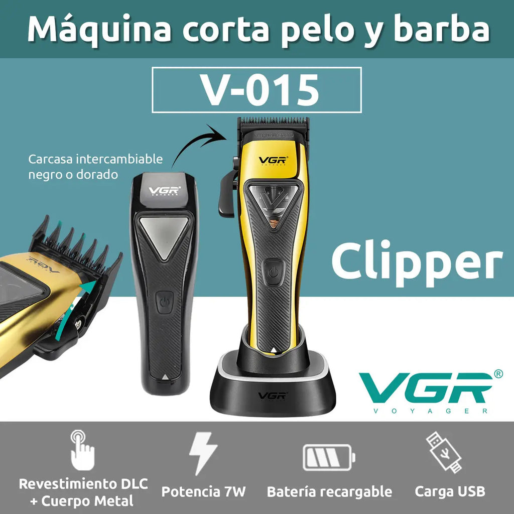 Máquina Cortar Pelo VGR V-015 Profesional 9000RPM Motor Vector con Base