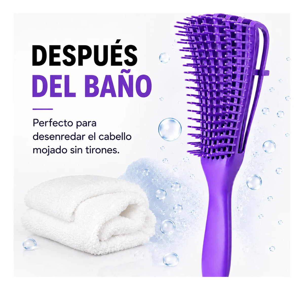 Cepillo  Cabello Rizado Desenreda Fácil Cerdas Violeta