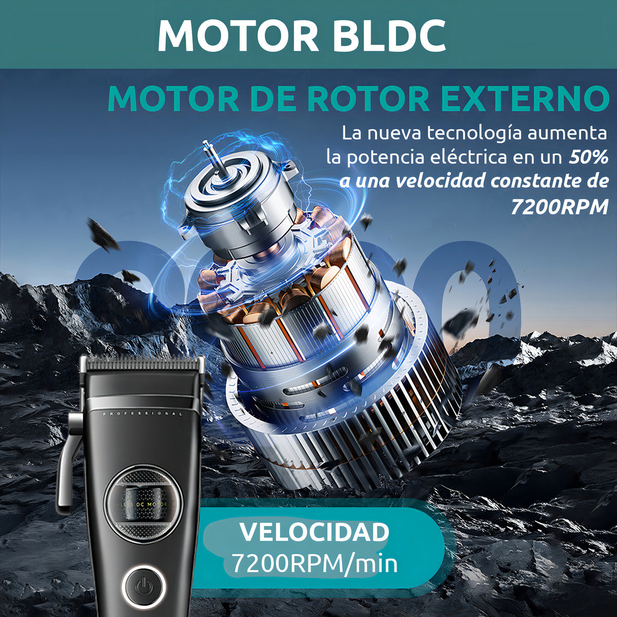 Máquina VGR V-880C Clipper Profesional 7200 RPM Motor BLDC Cerámica