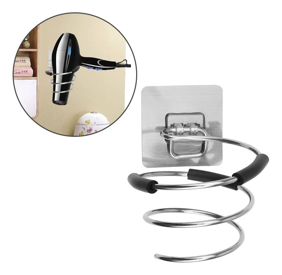 Soporte de Pared Metálico para Secador de Pelo Profesional - Diseño Espiral