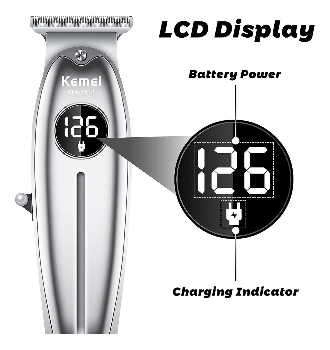 Kit de Barbería Profesional Kemei: Clipper 1986 + Trimmer i32S + Shaver TX1