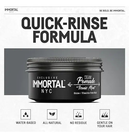 Cera Immortal NYC Iconic Men Cream Pomade - Fijación Media/Fuerte Mate 50ml