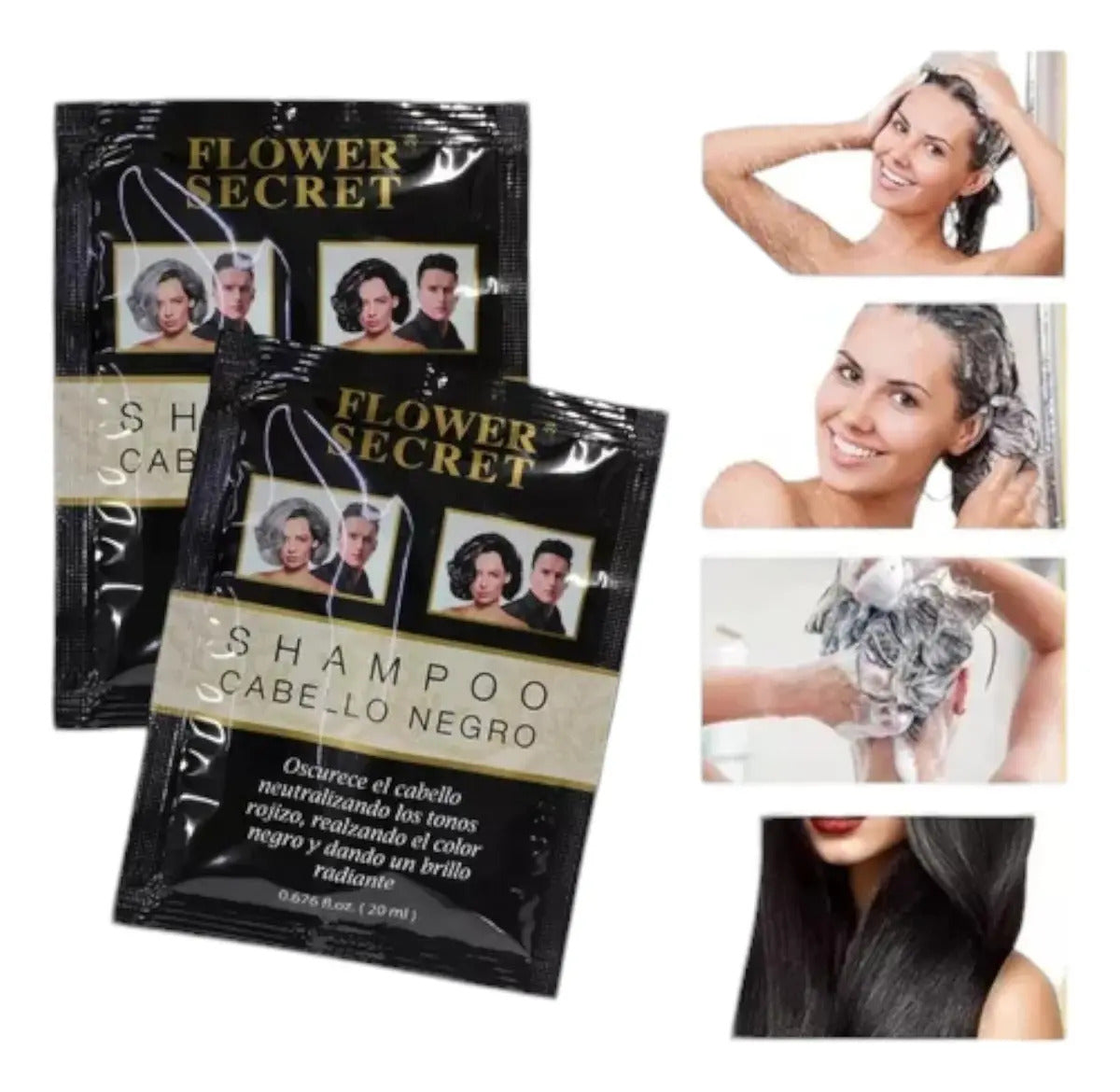 Pack 12 Shampoos Cubre Canas Flower Secret Negro + Guantes de Regalo