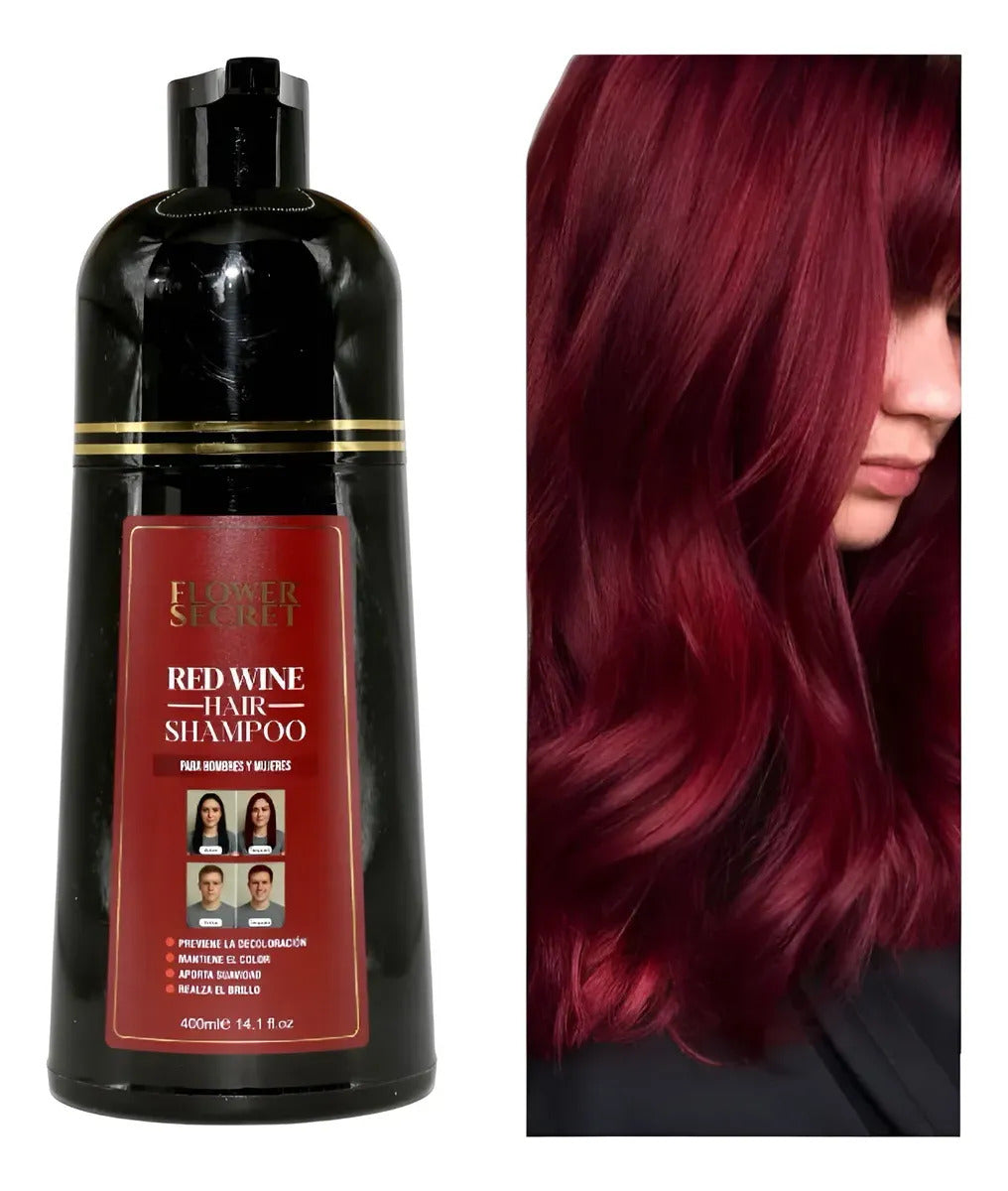 Shampoo Cubre Canas Rojo Flower Secret Color Intenso 400 Ml
