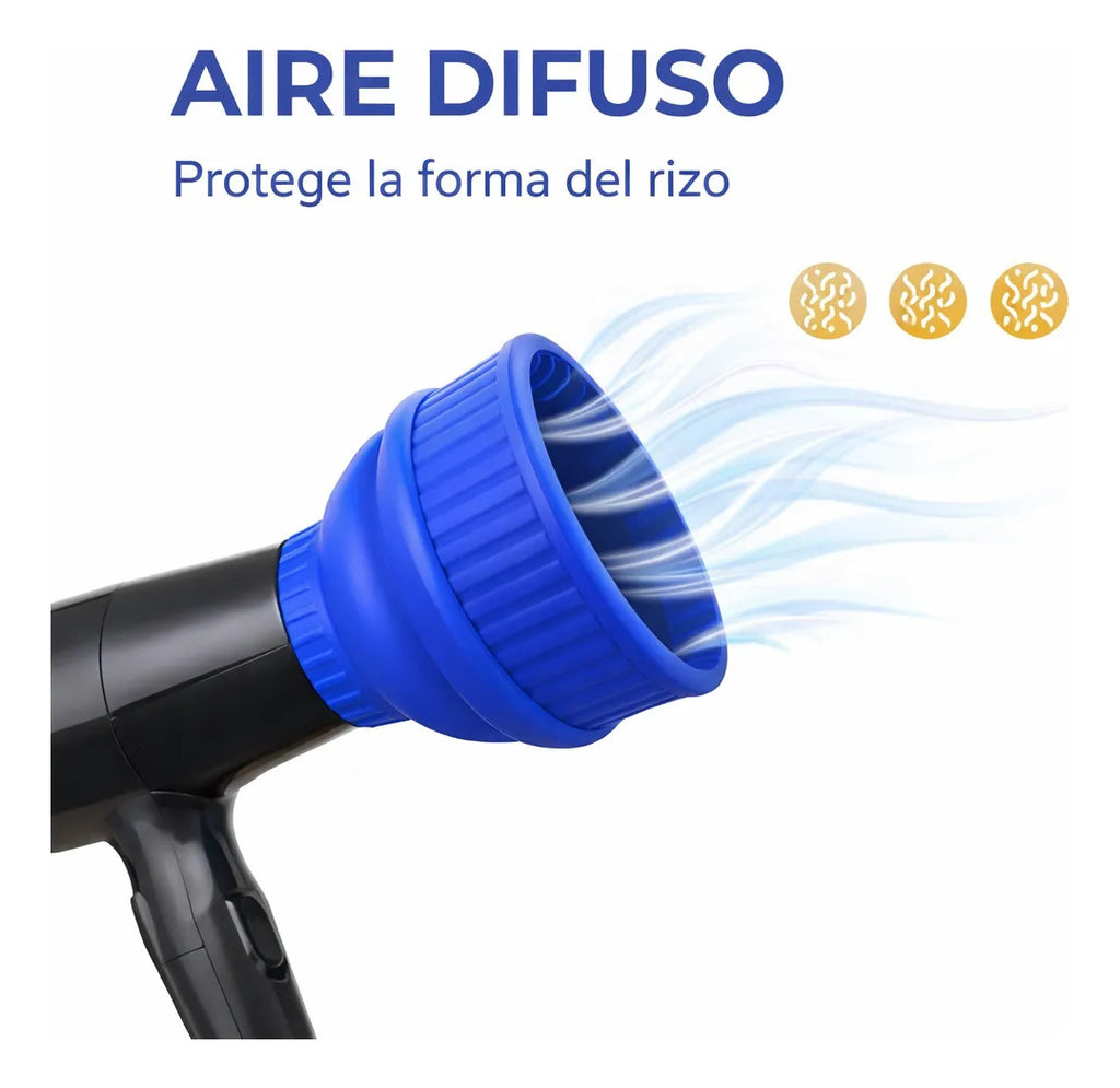 Difusor De Secador Silicona Plegable Universal Negro Fucsia