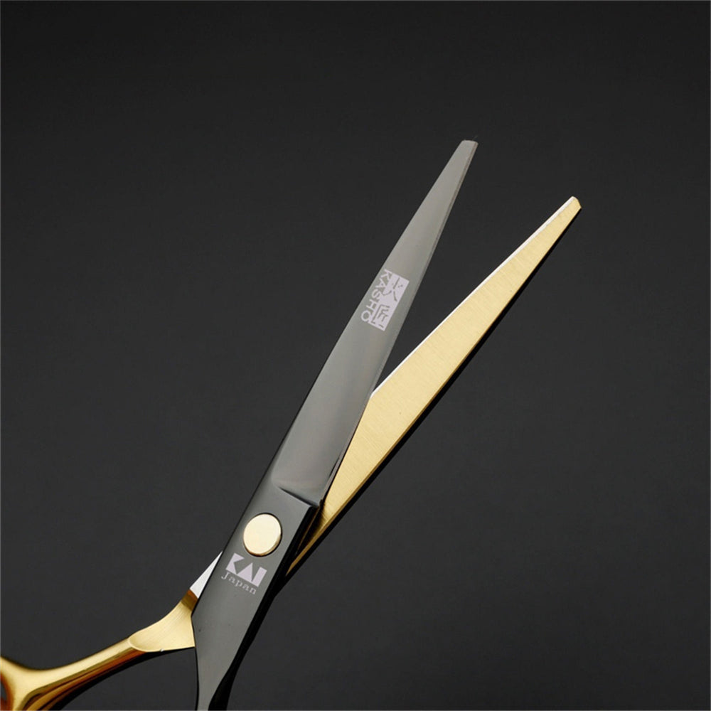 Set de Tijeras Profesionales de Corte y Entresacado | Acero Inoxidable Negro y Dorado