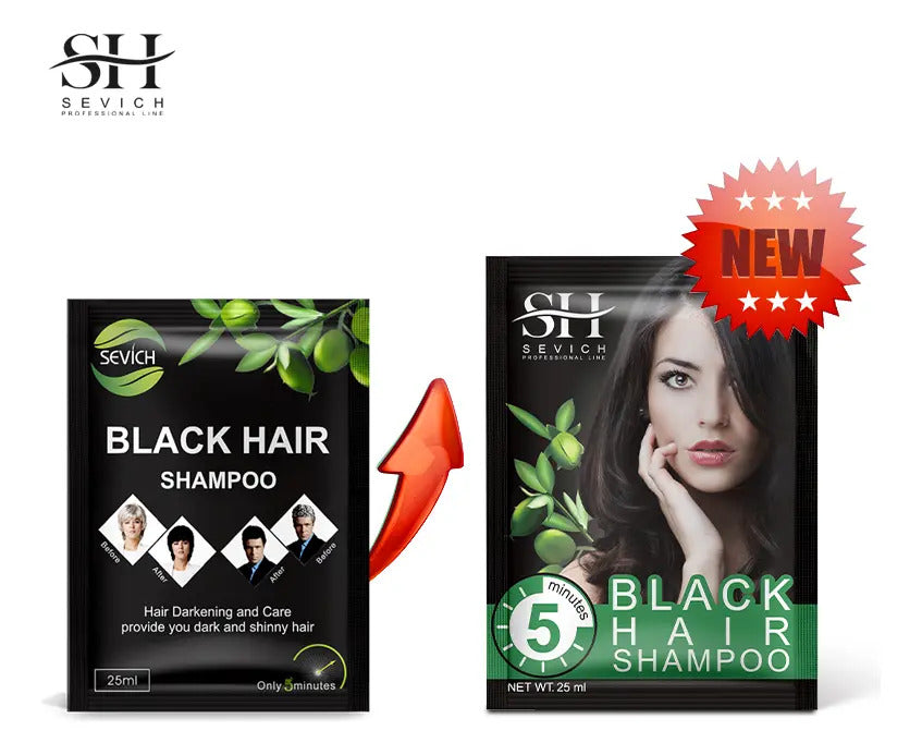 Kit 10 Unidades Shampoo Tinte Negro Sevich 15ml - Cubre Canas en 5 Minutos