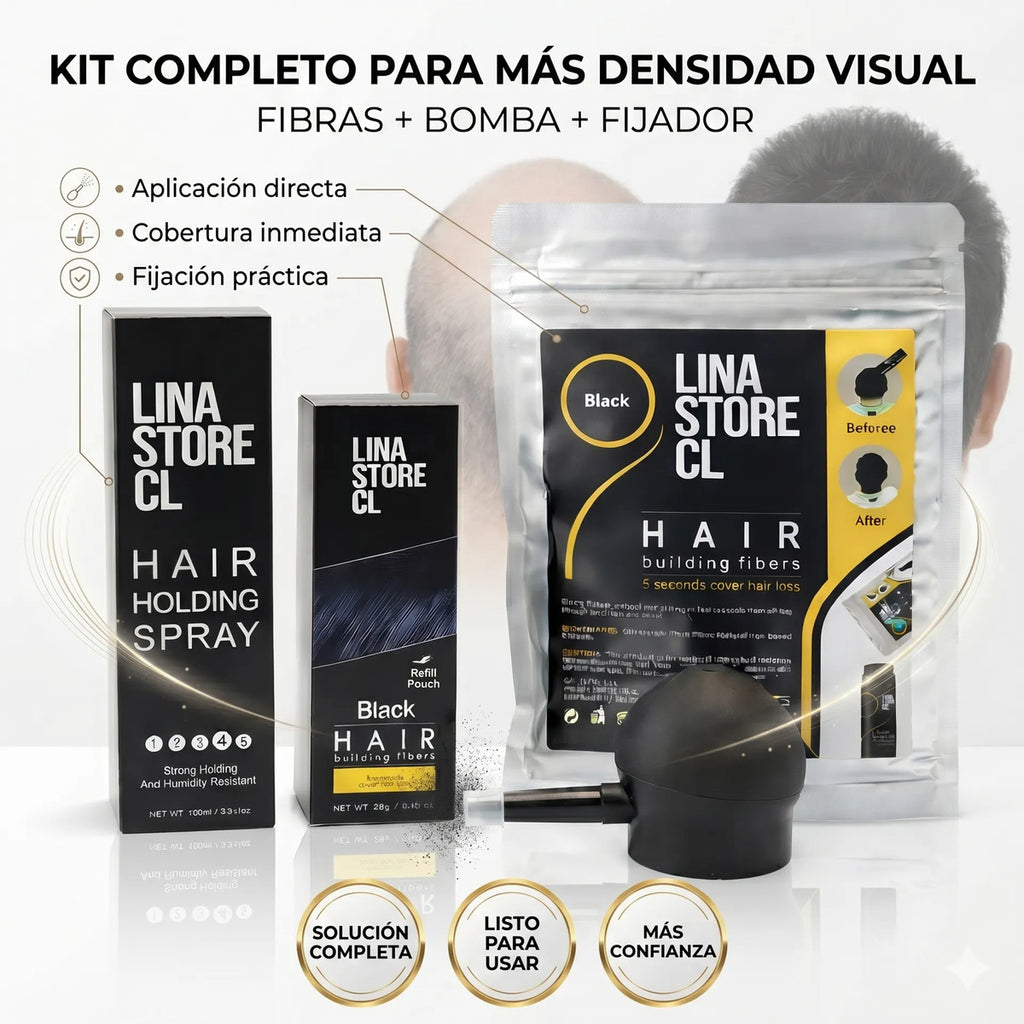 Kit Polvo Negro Fibras Capilares +bomba+fijador +sobre Carga