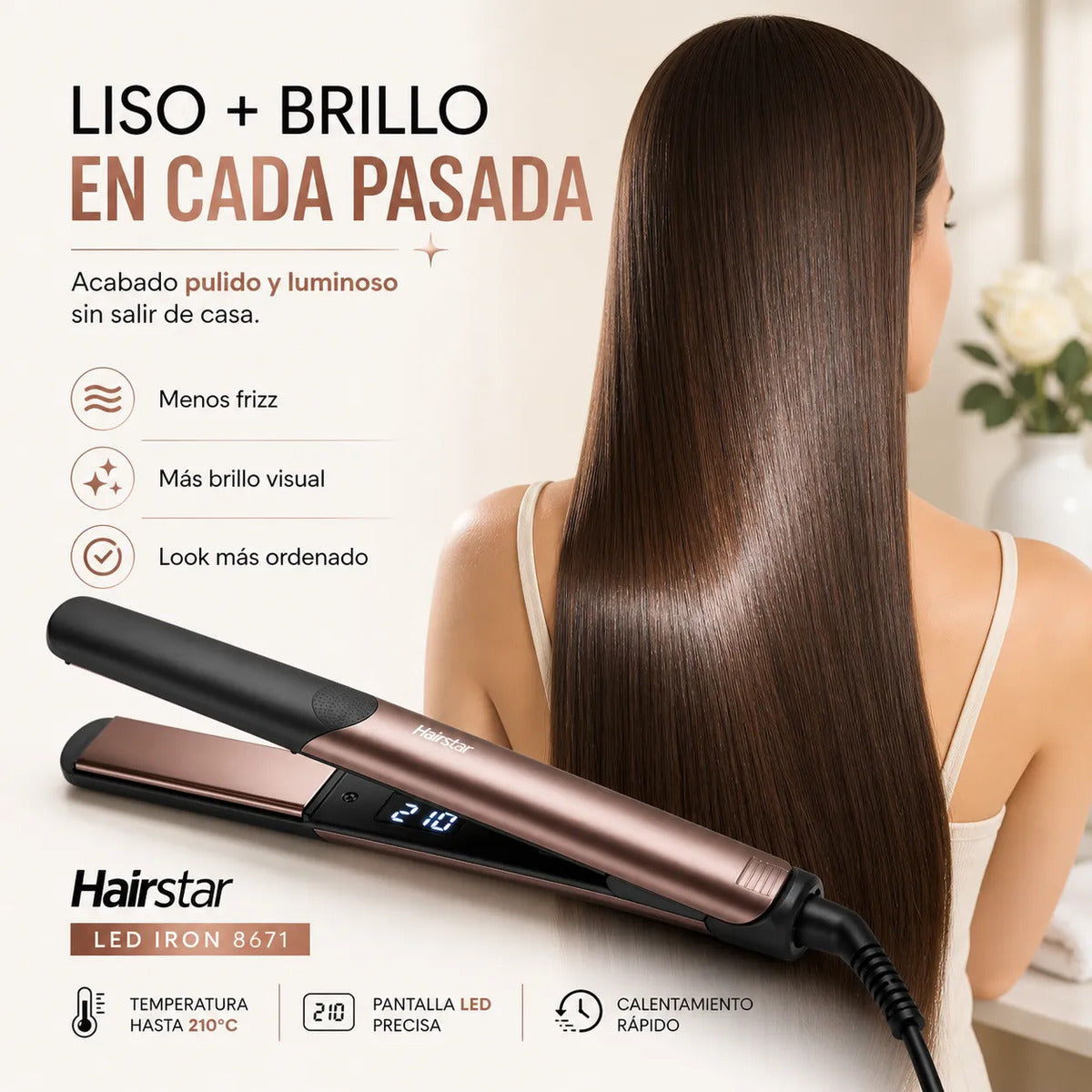 Plancha Alisadora Profesional Acabado Pulido Iron 8671