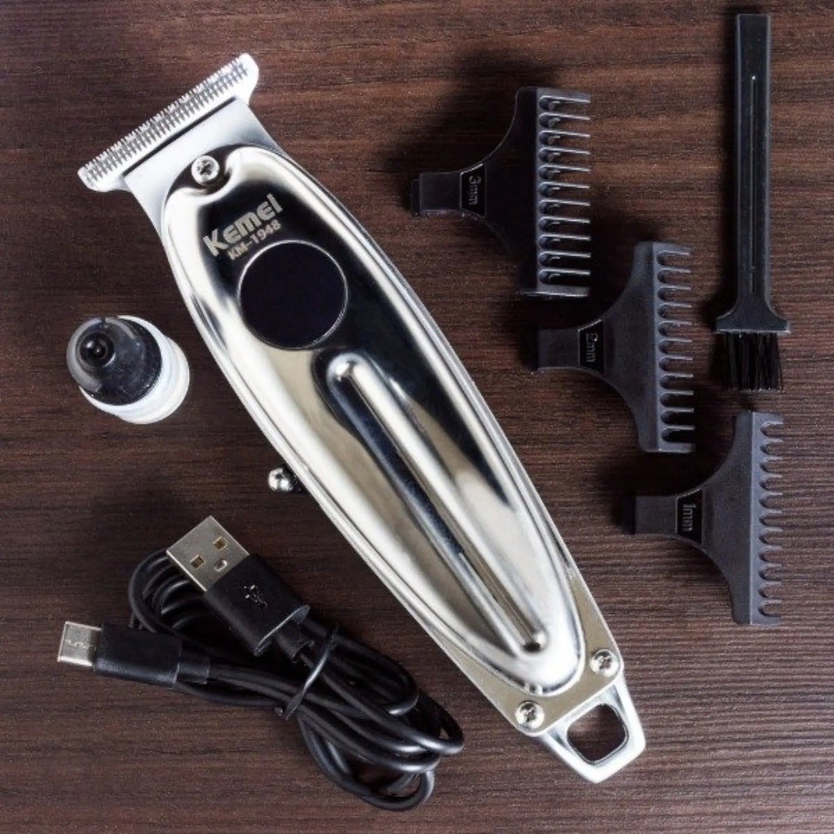 Trimmer Profesional Kemei KM-1948: Patillera Digital Inalámbrica de Precisión