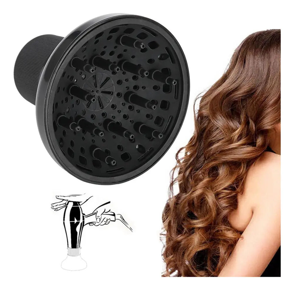 Difusor Universal Profesional para Secador de Pelo - Negro Anti-Frizz