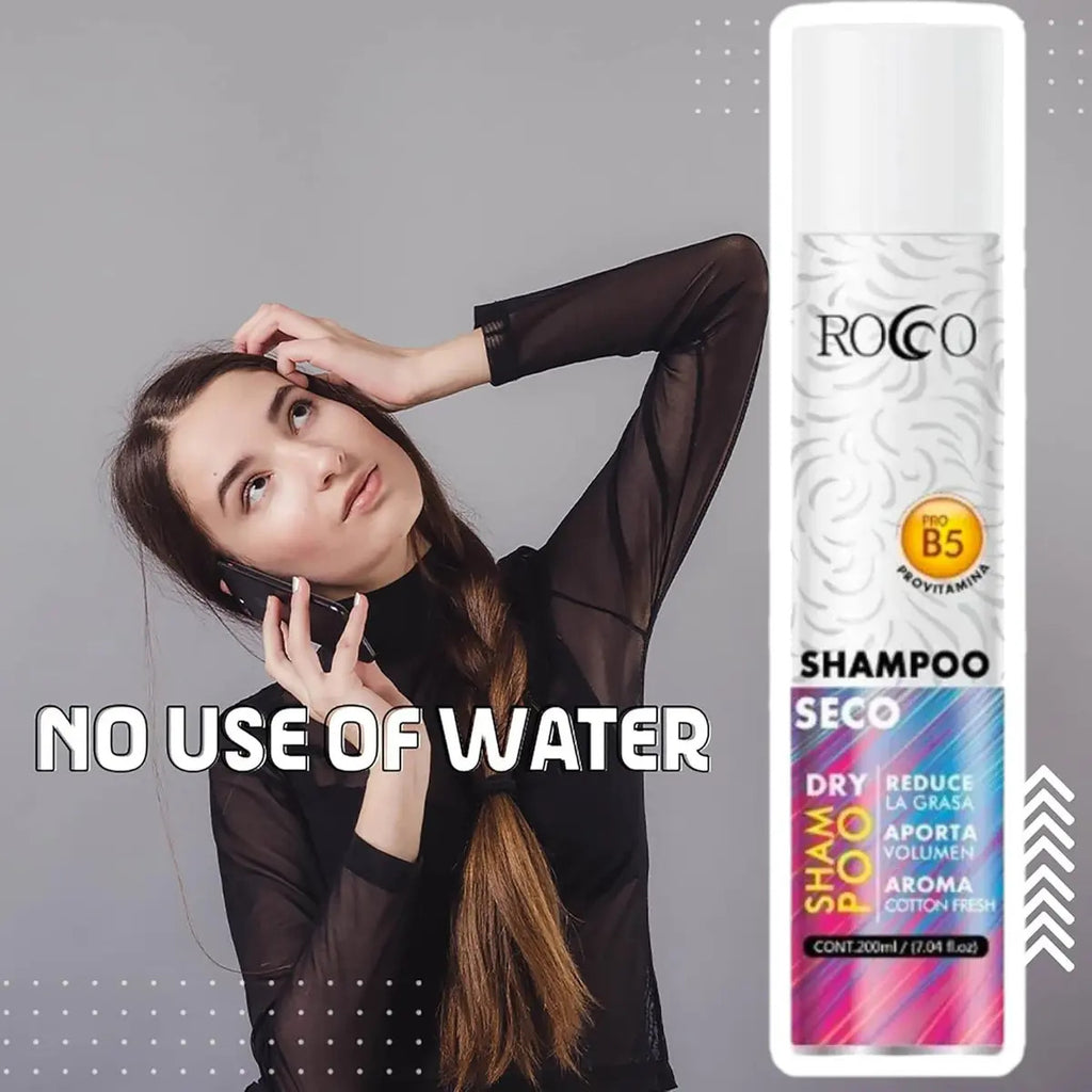 Shampoo en Seco Rocco 200ml con Pro-Vitamina B5 - Limpieza y Volumen Instantáneo