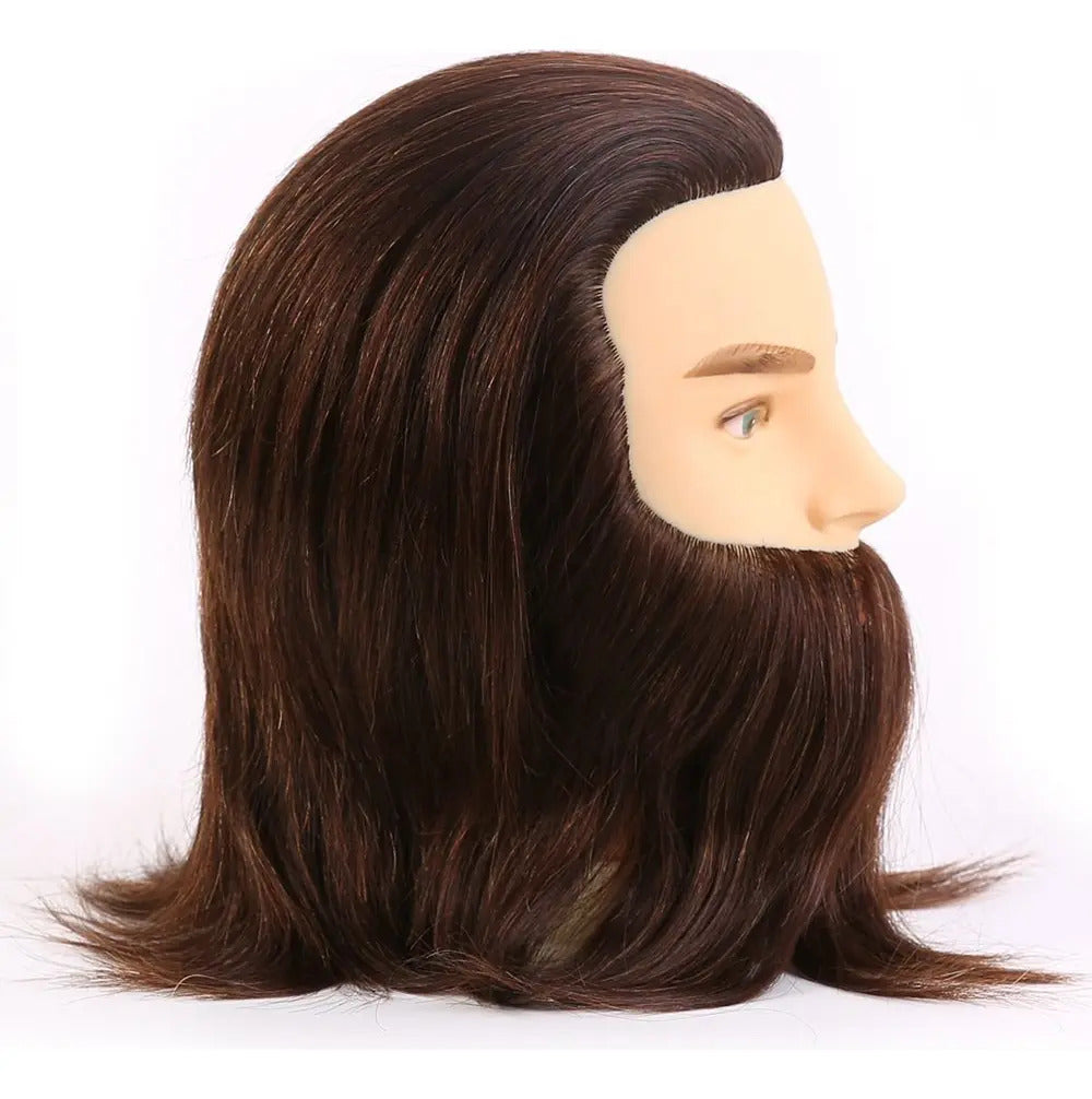 Cabeza de Práctica Masculina 100% Cabello Humano con Barba Profesional
