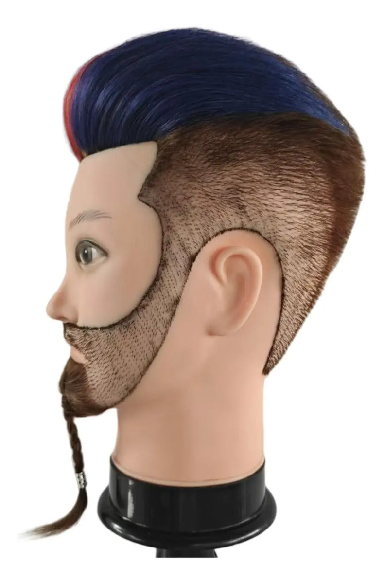 Cabeza de Práctica Masculina 100% Cabello Humano con Barba Profesional