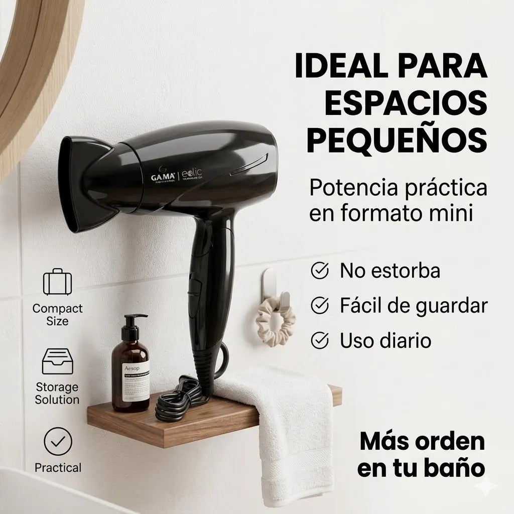 Secador De Pelo Gama Mini Plegable Italy Eolic Travel 1500w