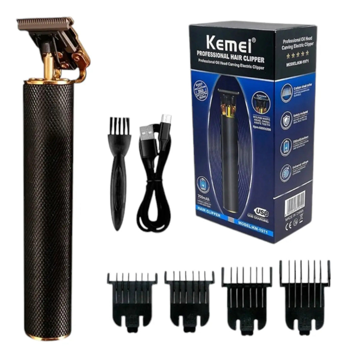 Combo Profesional Kemei 3 en 1: Clipper KM-1986 + Trimmer KM-1971 + Shaver KM-2026