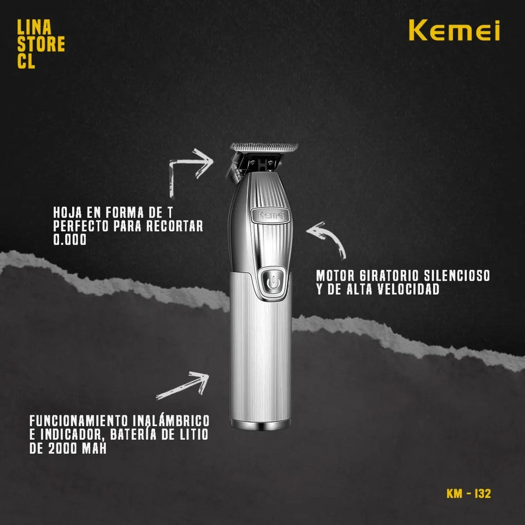 Kit de Barbería Profesional Kemei: Clipper 1986 + Trimmer i32S + Shaver TX1