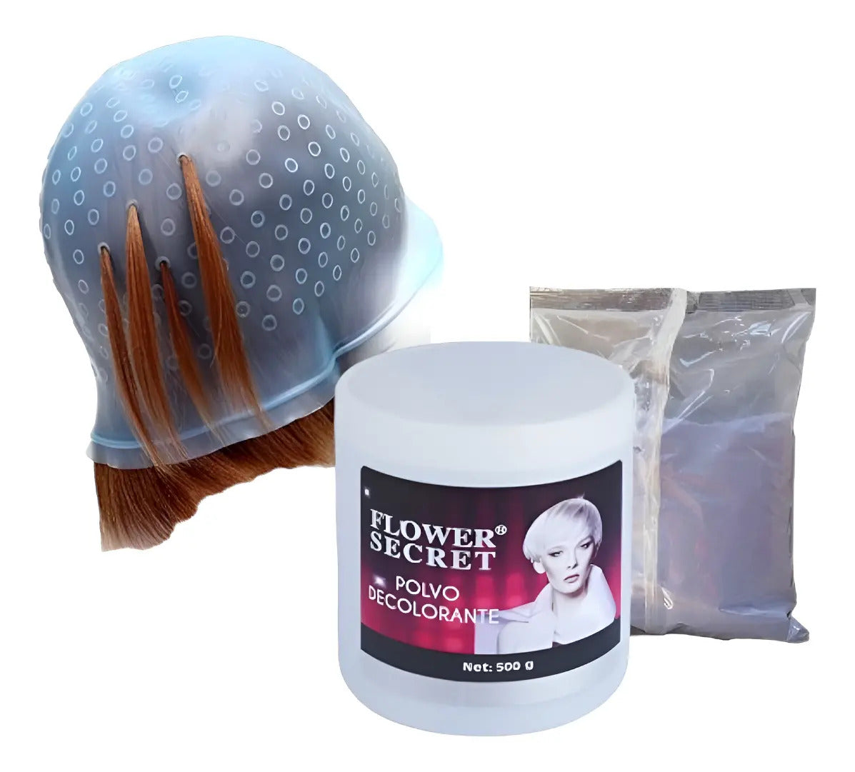 Pack Decolorante Azul 500g + Gorro Mechas Crochet Profesional