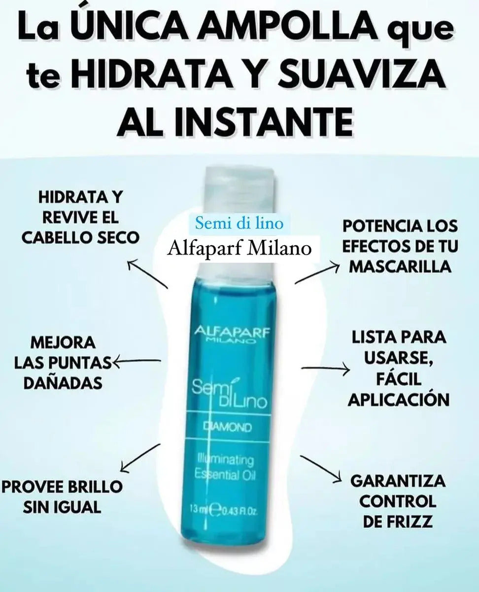 Pack 12 Ampollas Alfaparf Semi di Lino Essential Oil - Brillo y Suavidad