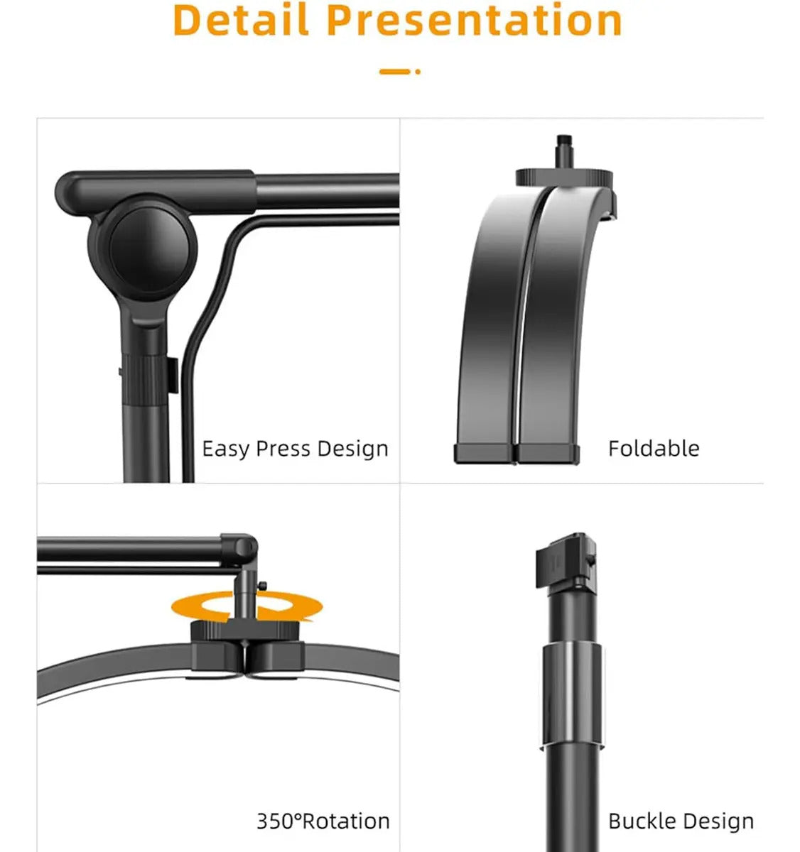 Lámpara LED Media Luna Profesional con Soporte para Celular y Base Móvil