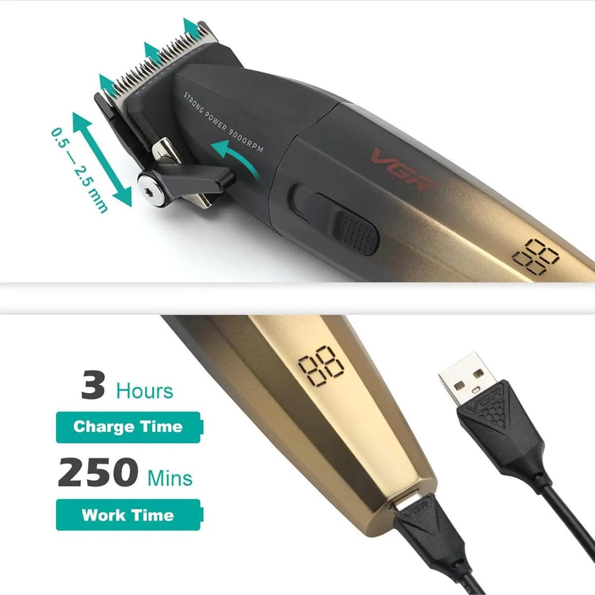 Máquina VGR V-003 Cortadora de Pelo Profesional Inalámbrica