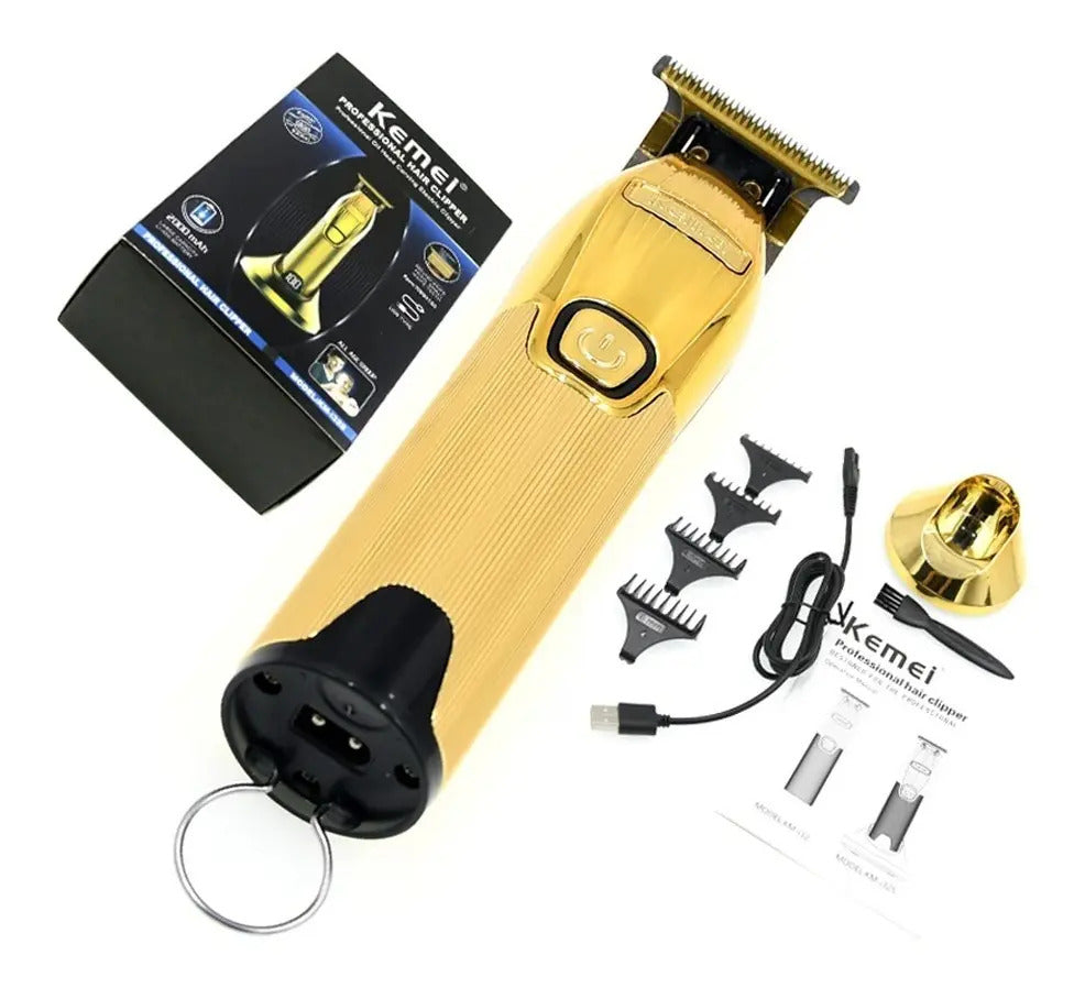 Trimmer Profesional Kemei KM-i32s Dorada: Patillera de Alta Precisión Inalámbrica